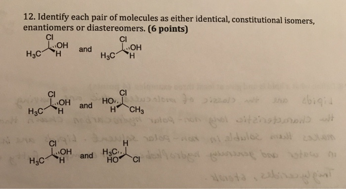Solved 12. Identify each pair of molecules as either | Chegg.com