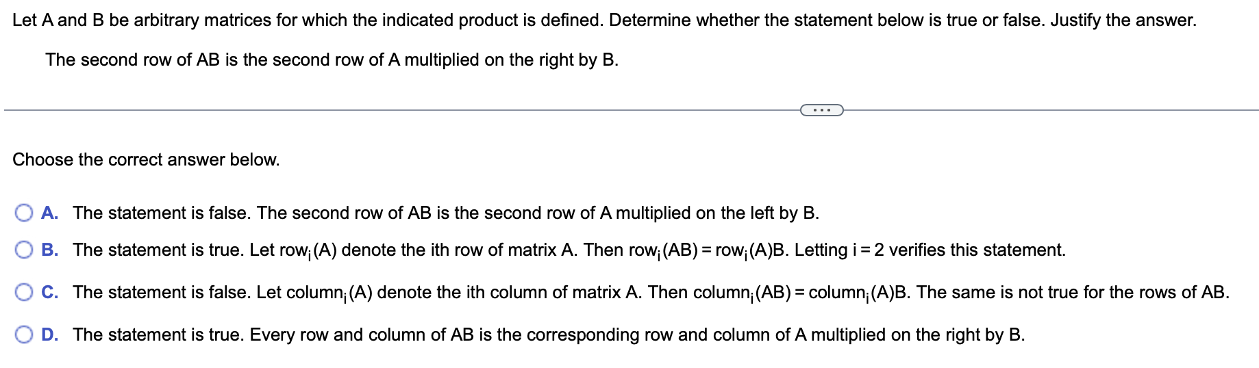 Solved Let A and B be arbitrary matrices for which the Chegg