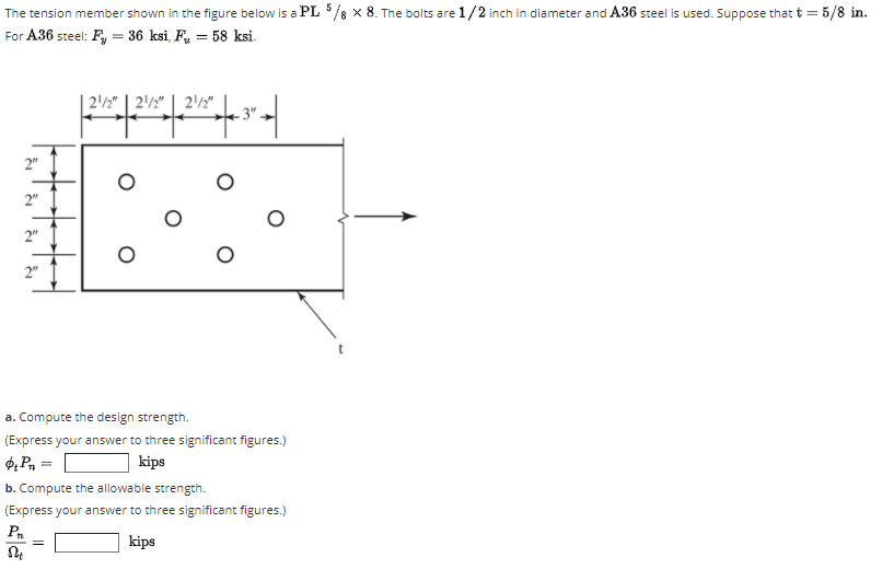 Solved The tension member shown in the figure below is a PL | Chegg.com