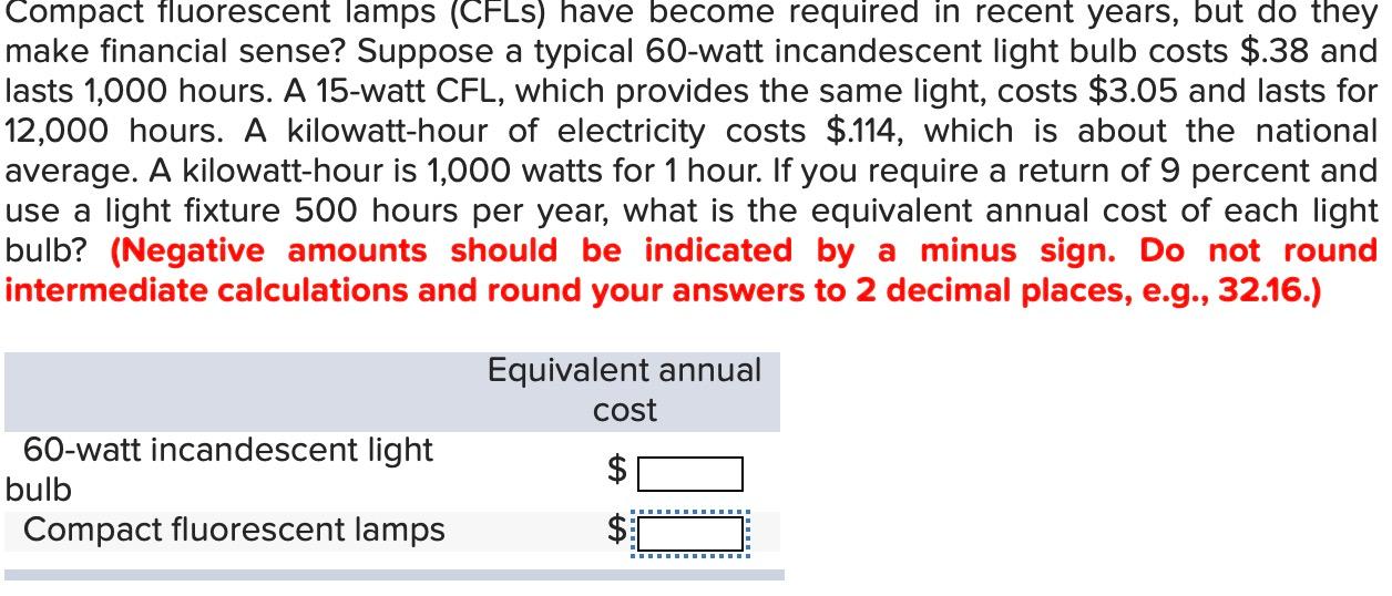 Solved Compact fluorescent lamps (CFLs) have required