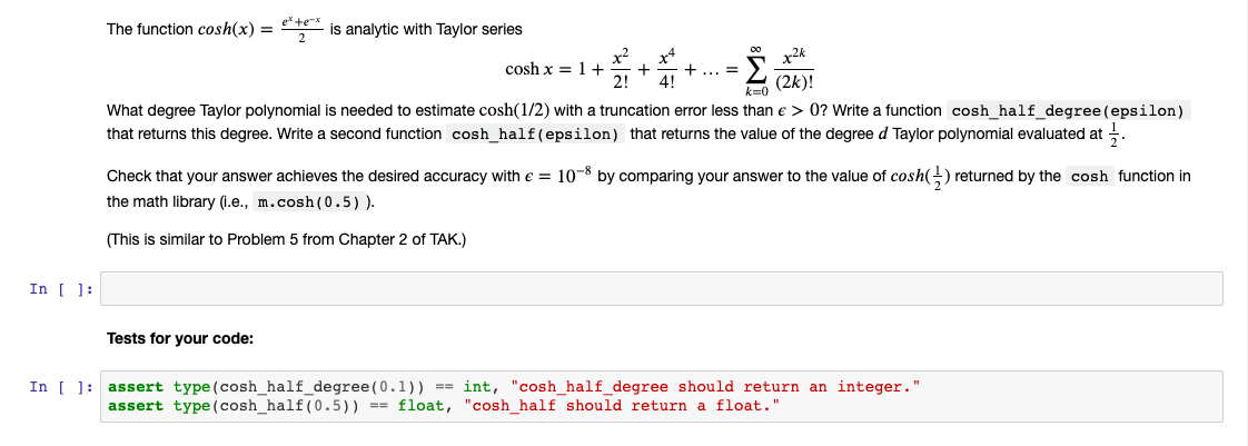 Solved + = The function cosh(x) = f*tem is analytic with | Chegg.com