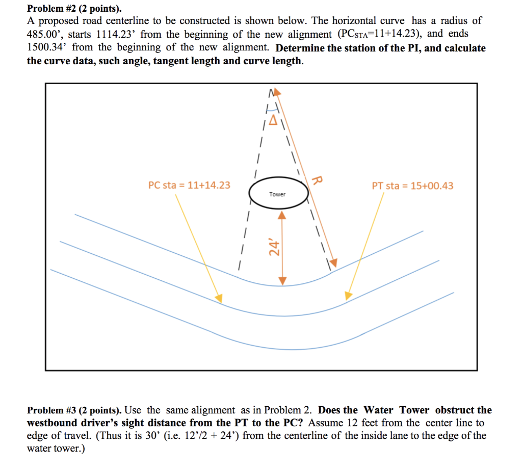 Solved Problem #2 (2 Points). A Proposed Road Centerline To | Chegg.com