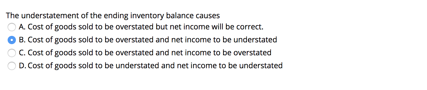 Solved: The Understatement Of The Ending Inventory Balance... | Chegg.com