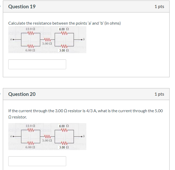 Solved Question 19 1 pts Calculate the resistance between | Chegg.com