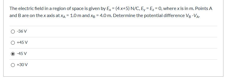 Solved The electric field in a region of space is given by | Chegg.com