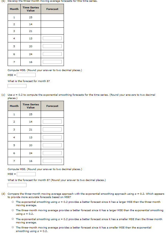 Solved Consider the following time series data Month 1 2 3 4 | Chegg.com