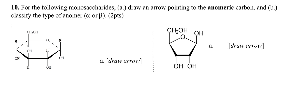 Solved 10. For the following monosaccharides, (a.) draw an | Chegg.com