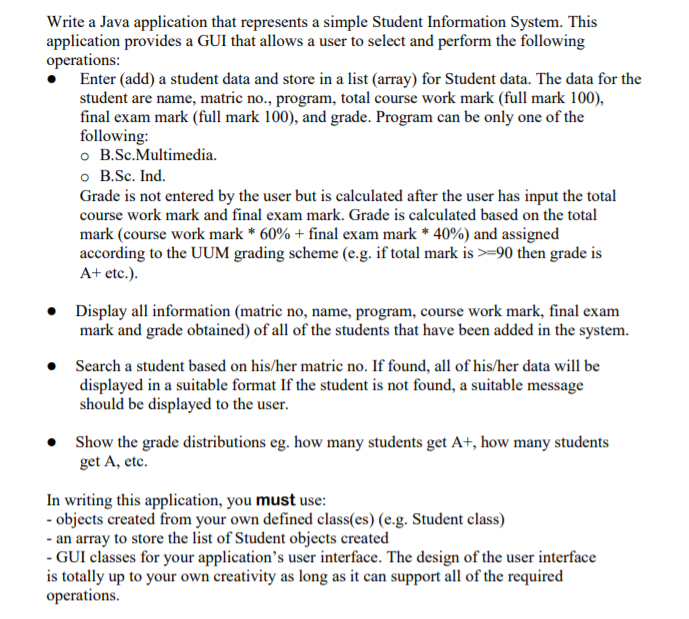 Solved Write a Java application that represents a simple | Chegg.com