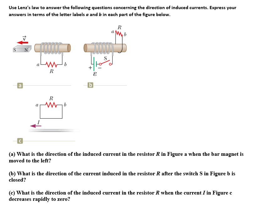 Solved Use Lenz's Law To Answer The Following Questions | Chegg.com