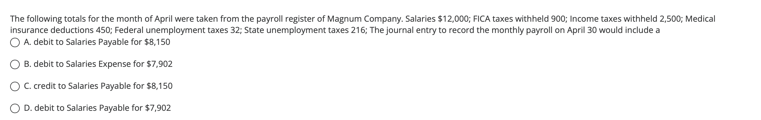 Solved The following totals for the month of April were | Chegg.com