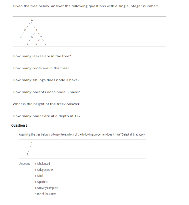 Solved Given The Tree Below, Answer The Following Questions | Chegg.com