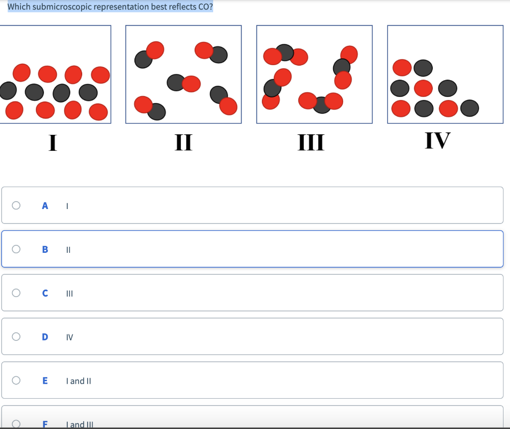 Solved Which Submicroscopic Representation Best Reflects CO? | Chegg.com