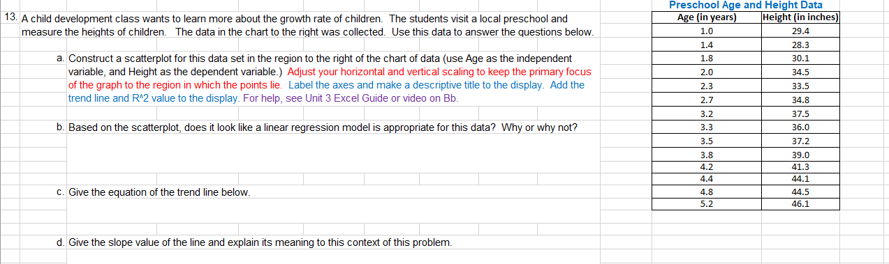 Solved 13. A child development class wants to learn more | Chegg.com