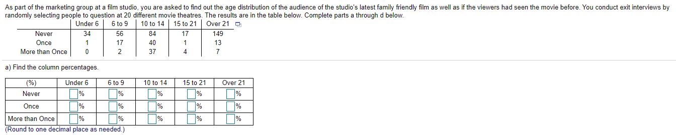 Solved As part of the marketing group at a film studio, you | Chegg.com