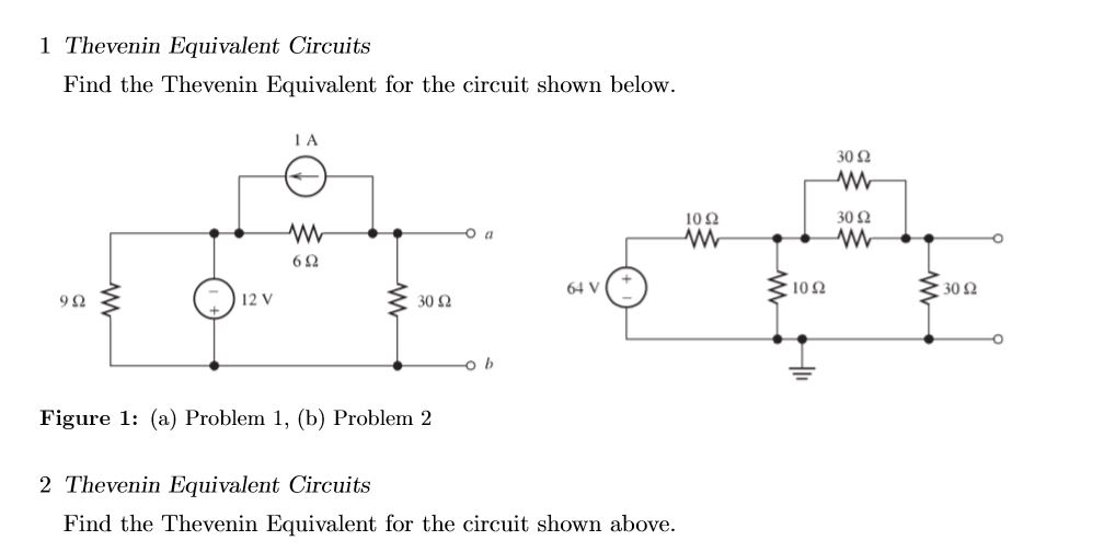 Solved 1 Thevenin Equivalent Circuits Find the Thevenin | Chegg.com