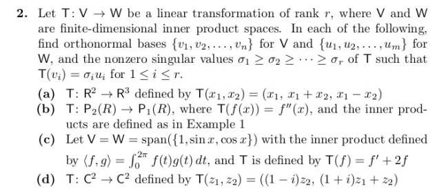 Solved T 2. Let T: V + W be a linear transformation of rank | Chegg.com