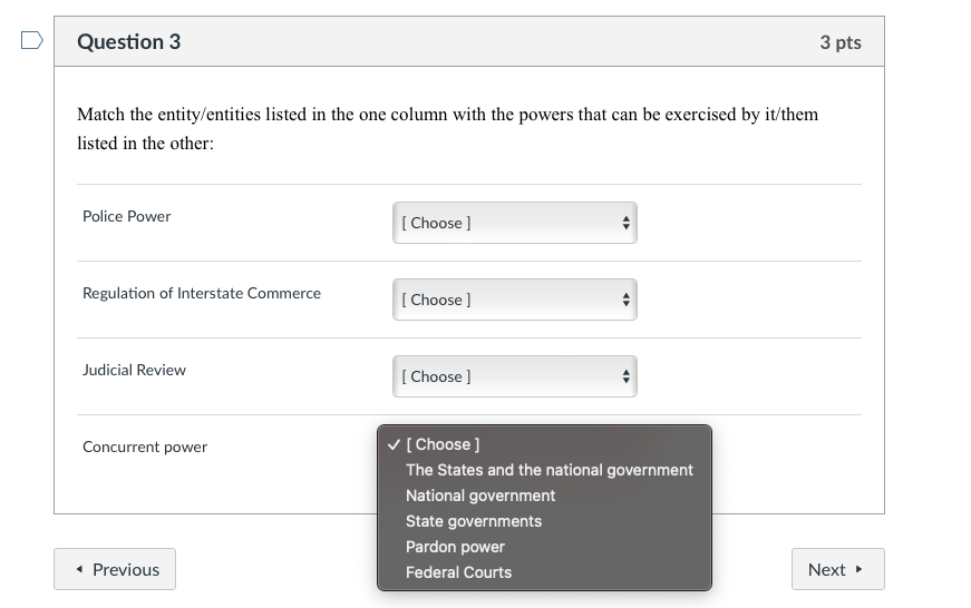 Solved Match The Entity/entities Listed In The One Column | Chegg.com