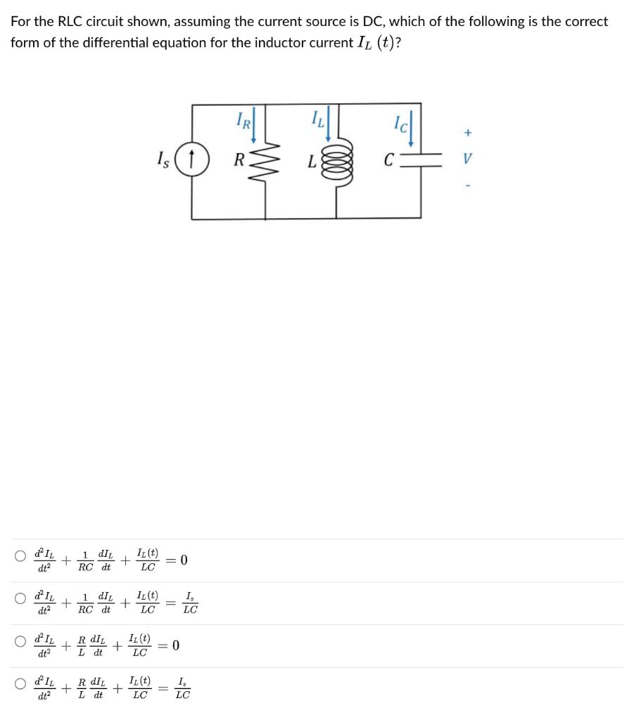 Solved For the RLC circuit shown, assuming the current | Chegg.com