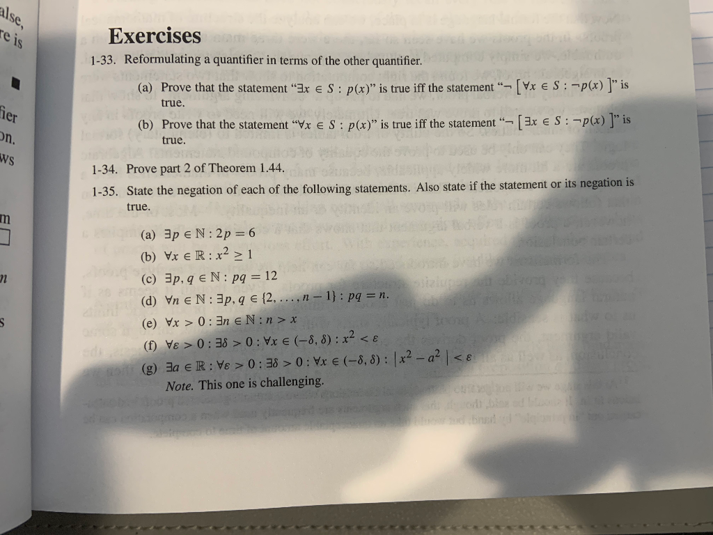 Solved Exercises 1 33 Reformulating A Quantifier In Term Chegg Com