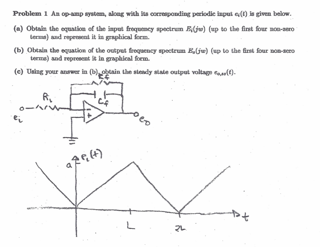 Solved Problem 1 An op-amp system, along with its | Chegg.com