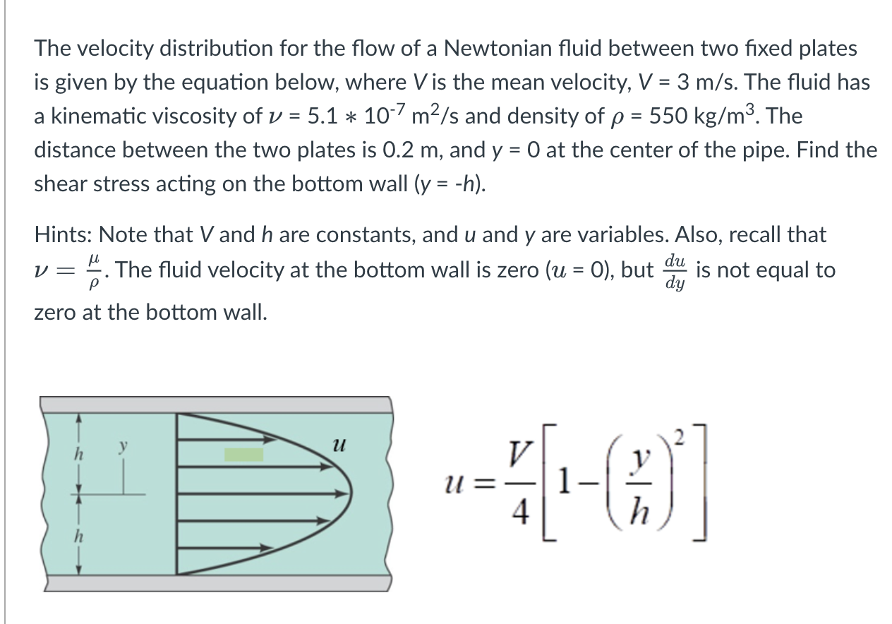 Solved The velocity distribution for the flow of a Newtonian | Chegg.com