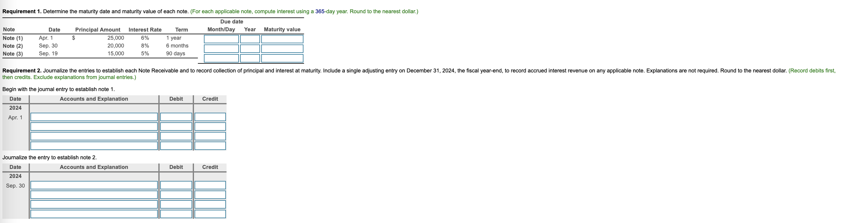 Solved - X Data table Note Date Note (1) Apr. 1 Note (2) | Chegg.com