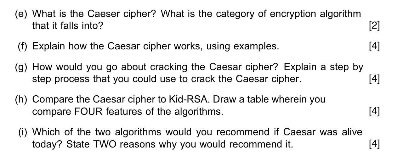 Solved E What Is The Caeser Cipher What Is The Category Chegg Com   PhpYUBUtj