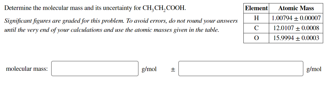 how to determine the molecular mass of an element