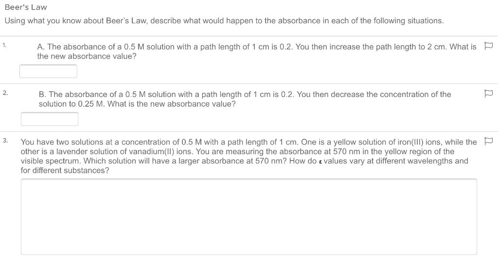 Solved Beer's Law Using what you know about Beer's Law, | Chegg.com