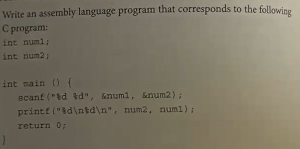 Solved Write An Assembly Language Program That Corresponds | Chegg.com