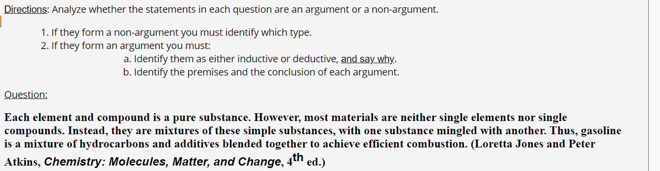 Solved Directions: Analyze Whether The Statements In Each | Chegg.com