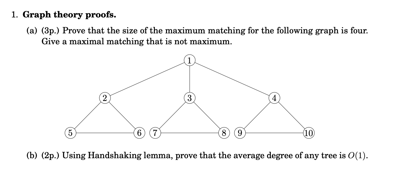 Graph Theory Proofs. (a) (3p.) Prove That The Size Of | Chegg.com