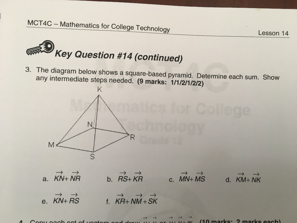 Solved MCT4C Mathematics for College Technology Lesson 14 | Chegg.com