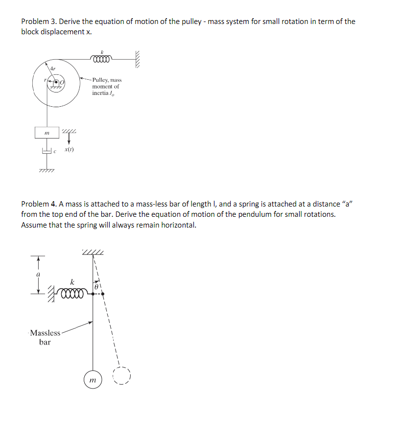 Solved Problem 3. ﻿Derive the equation of motion of the | Chegg.com