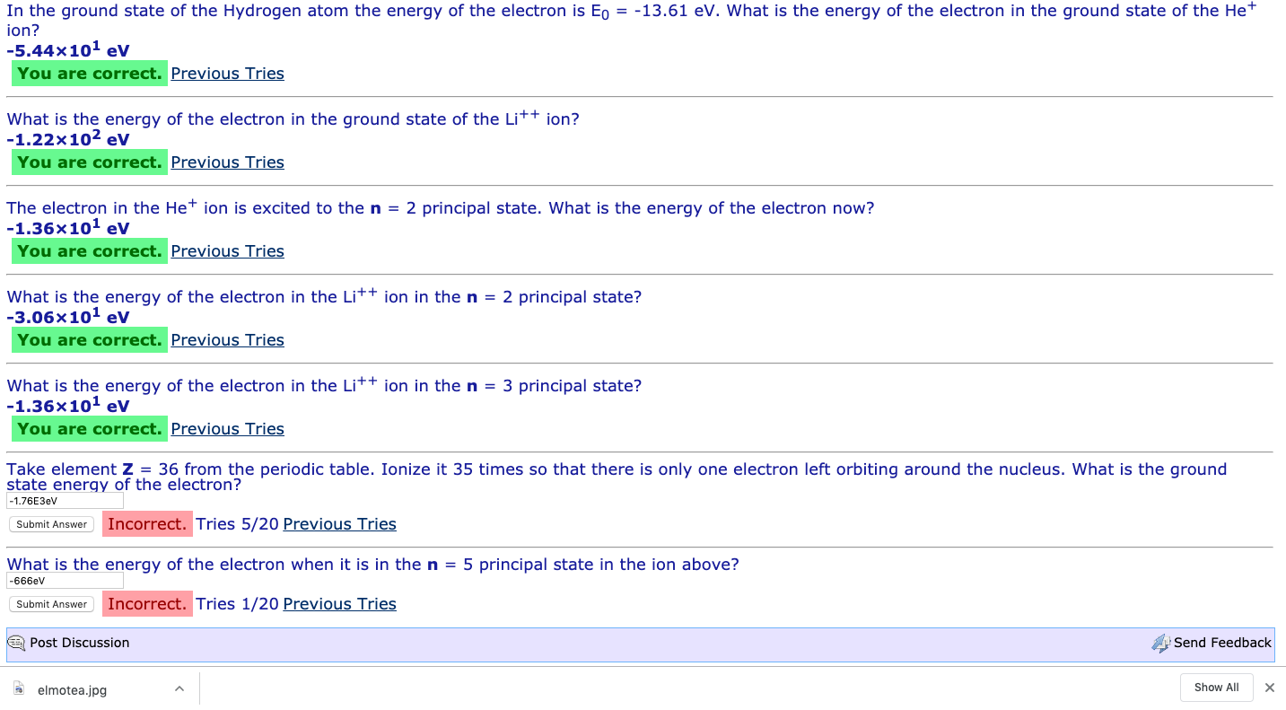 Solved In the ground state of the Hydrogen atom the energy | Chegg.com