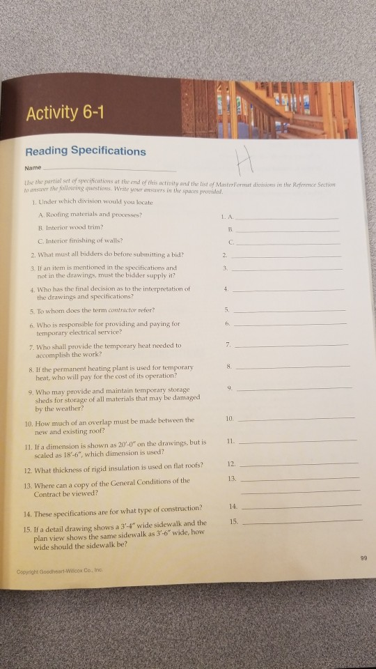 Activity 61 20 Reading Specifications se the partial