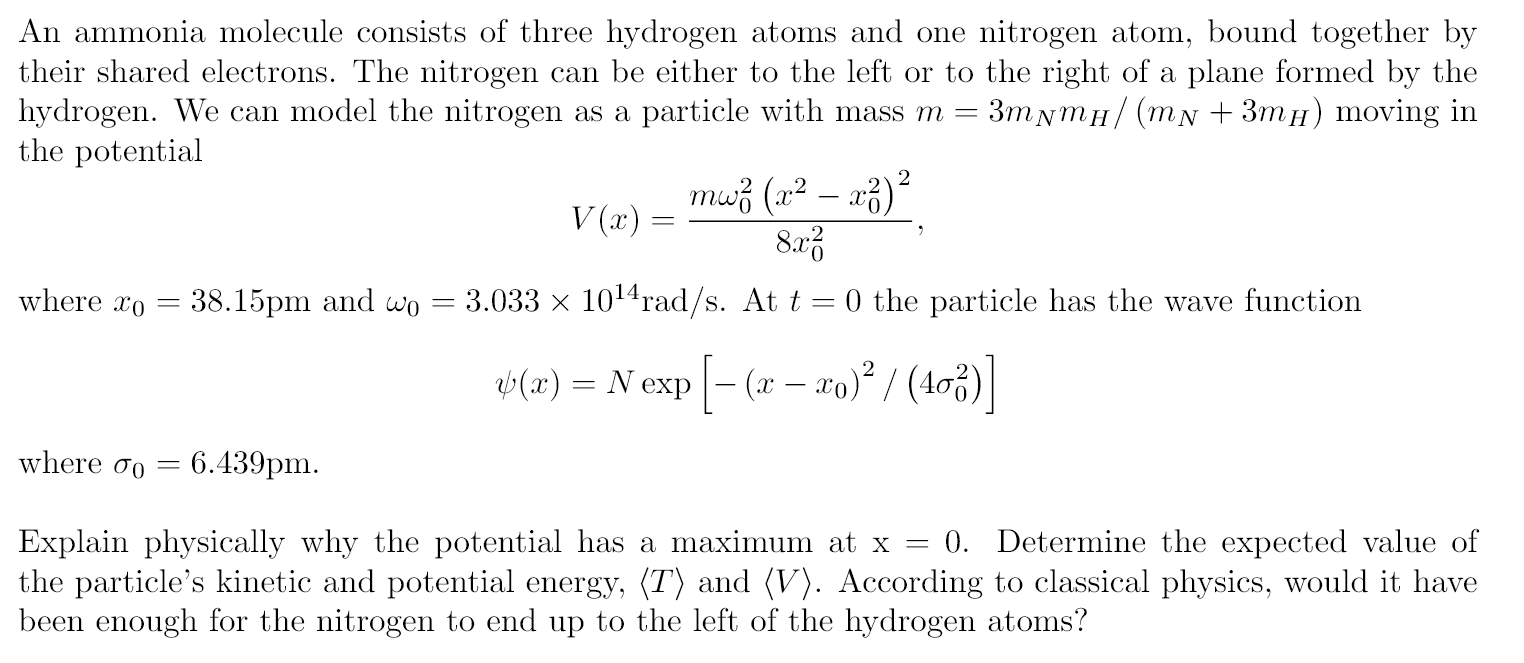 Solved An ammonia molecule consists of three hydrogen atoms | Chegg.com