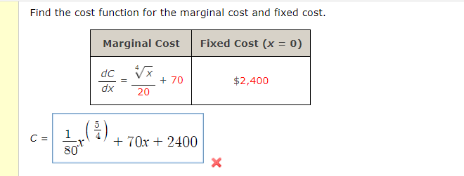 Solved Find the cost function for the marginal cost and | Chegg.com