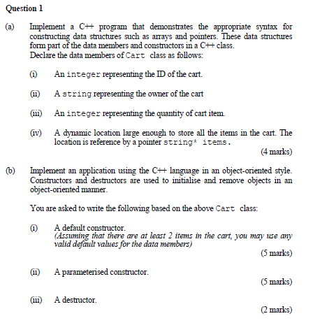 Solved 自 Question 1 (a) Implement a C++ program that | Chegg.com