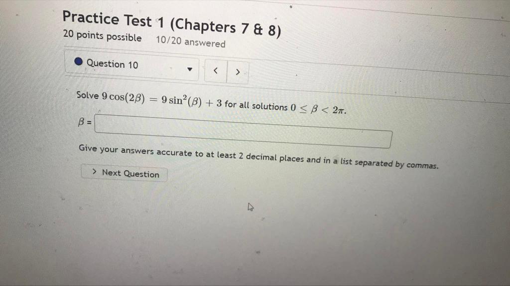 Solved Practice Test 1 (Chapters 7 & 8) 20 points possible | Chegg.com