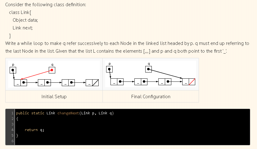  Solved Consider Following Class Definition Class Link Object Data 