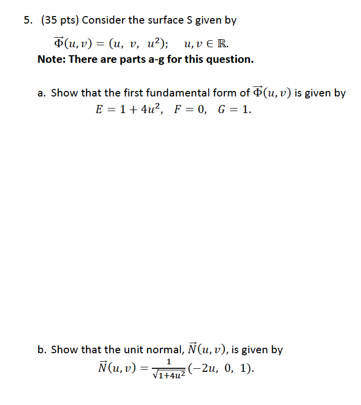 Solved 5 35 Pts Consider The Surface S Given By U V Chegg Com