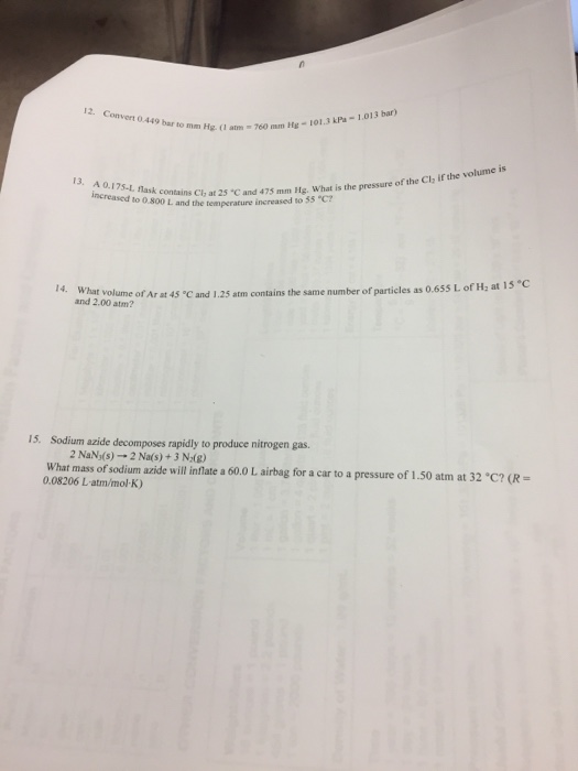 Solved Convert to 0.449 bar to mm Hg. (1 atm = 760 mm Hg