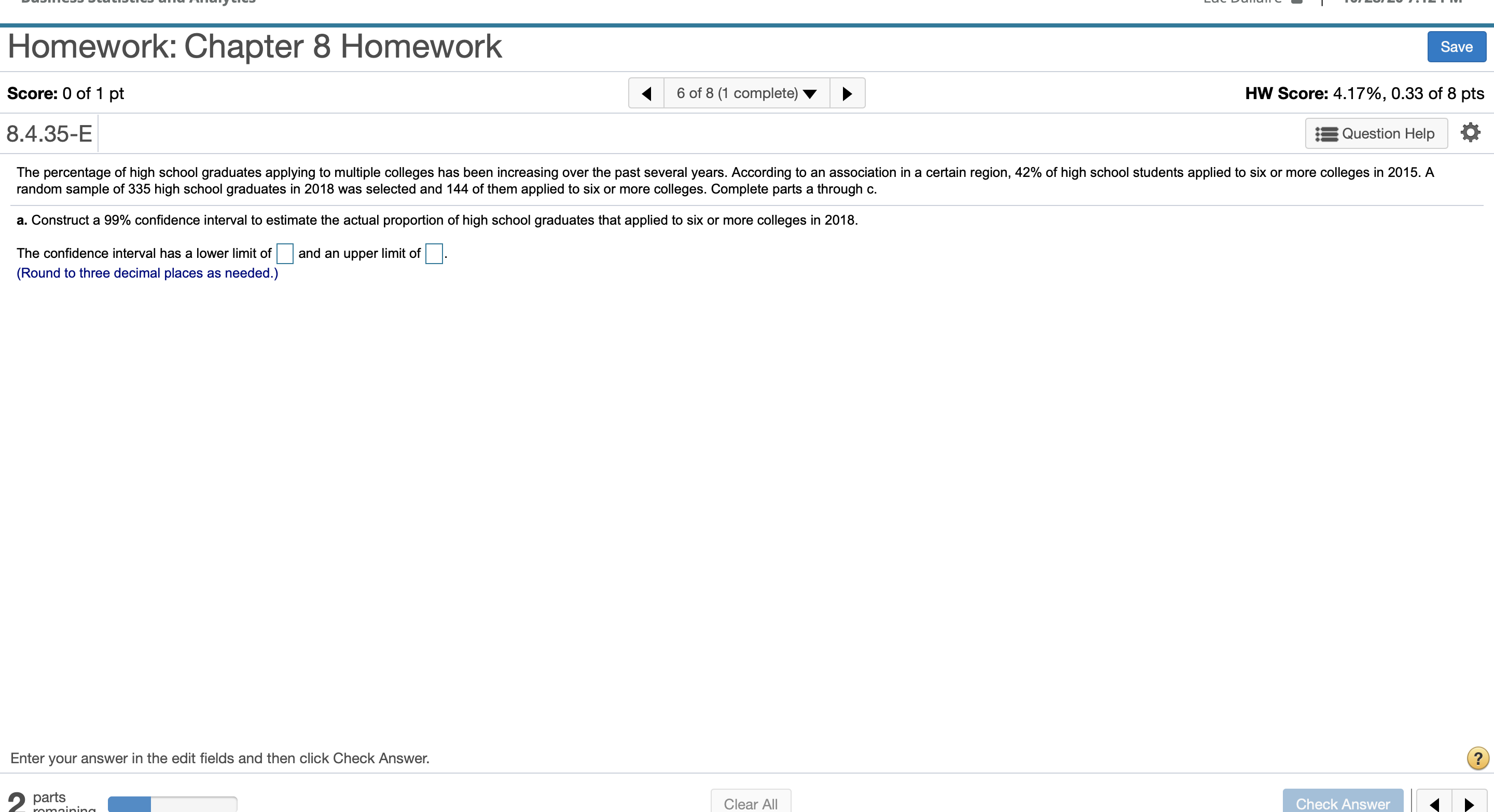 Solved Homework: Chapter 8 Homework Save Score: 0 Of 1 Pt 6 | Chegg.com