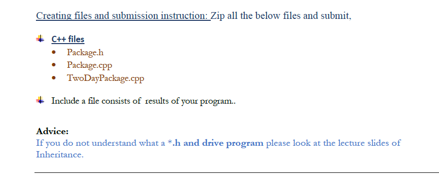 Solved Creating files and submission instruction: Zip all | Chegg.com