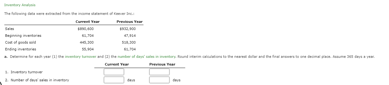 Solved Inventory Analysis The Following Data Were Extracted | Chegg.com