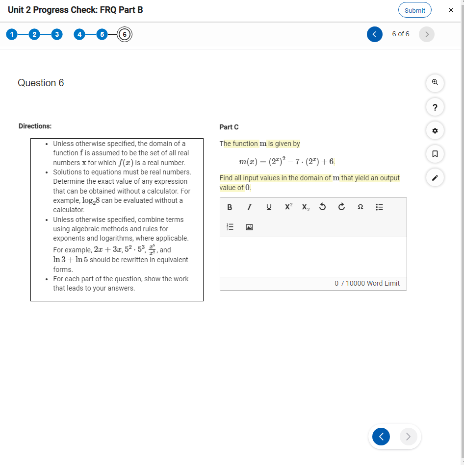 Solved Unit 2 Progress Check: FRQ Part B 1 2 3 4 5 (6) 6 Of | Chegg.com