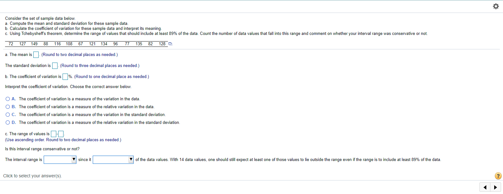 Solved Consider the set of sample data below. a. Compute the | Chegg.com