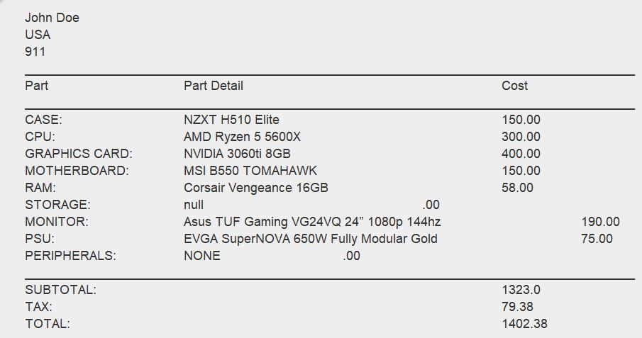 Solved Help align Java output. The receipt display needs to | Chegg.com