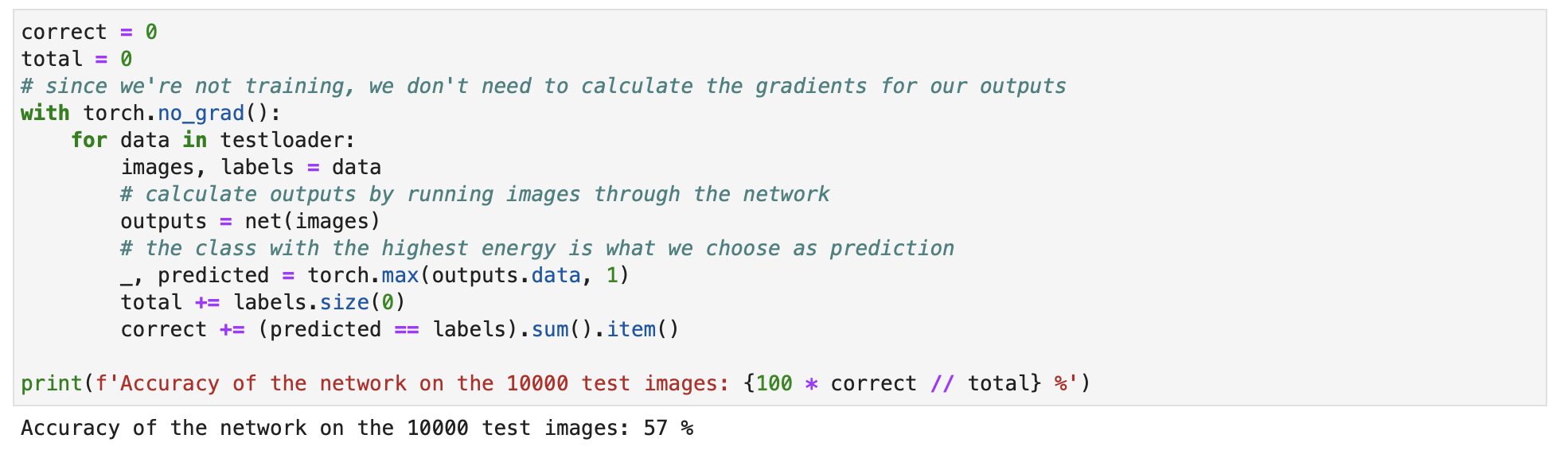 Solved correct =0 total =0 \# since we're not training, we | Chegg.com